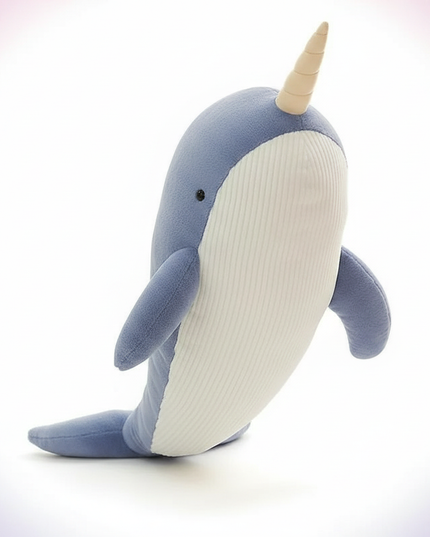 blue narwhal plush - white-bg