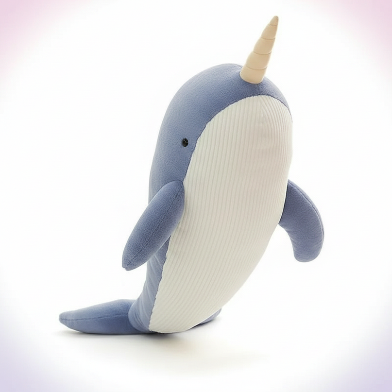 blue narwhal plush - white-bg