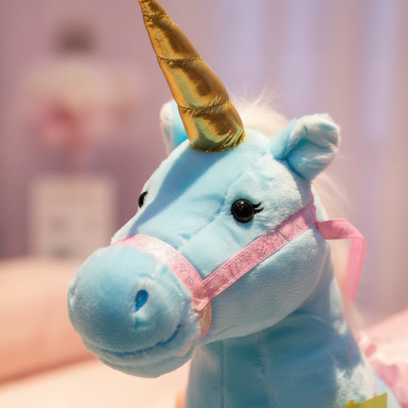 blue princess unicorn plush doll - detail