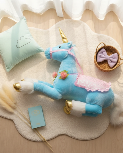 blue princess unicorn plush doll - flat-lay