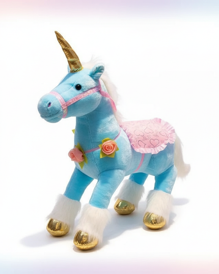 blue princess unicorn plush doll - white-bg