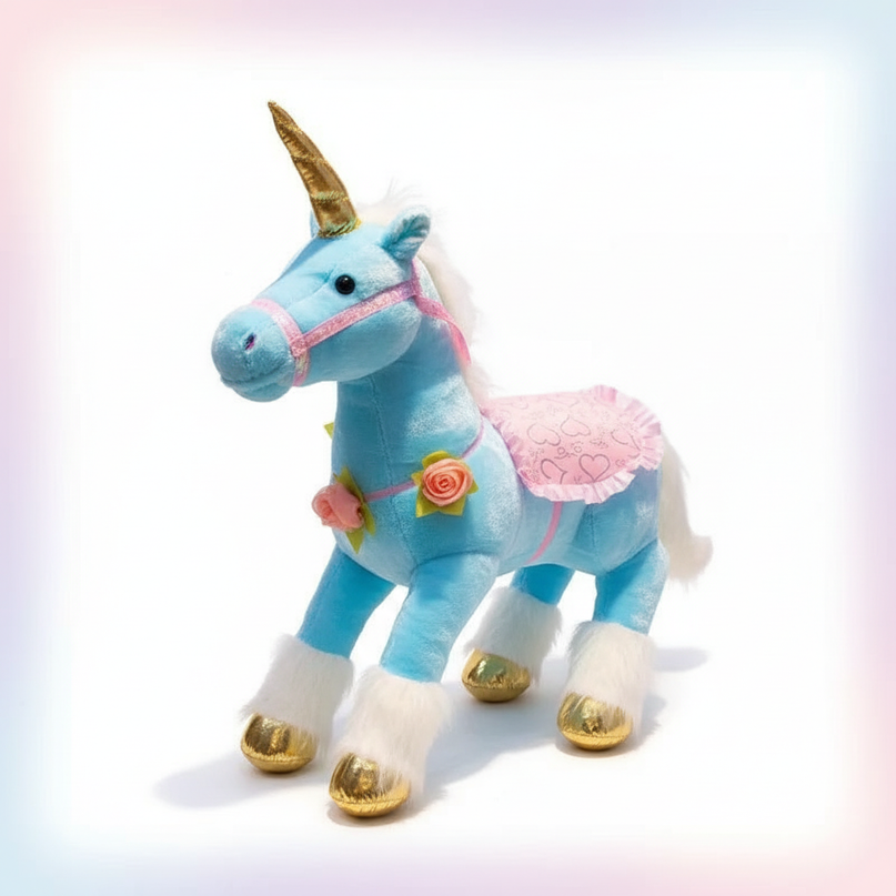 blue princess unicorn plush doll - white-bg