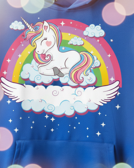 blue sleeping unicorn hoodie - detail