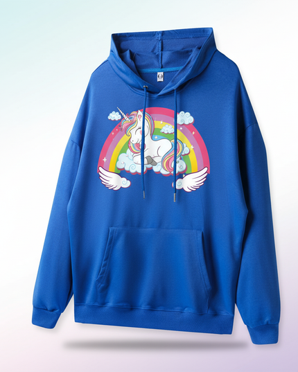 blue sleeping unicorn hoodie - white-bg