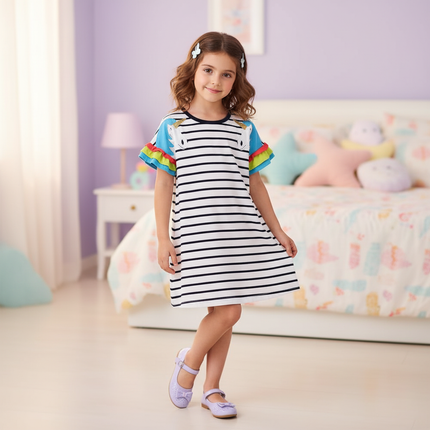 blue stripe unicorn dress - front
