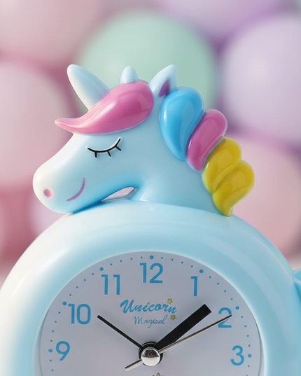 blue unicorn alarm clock - detail