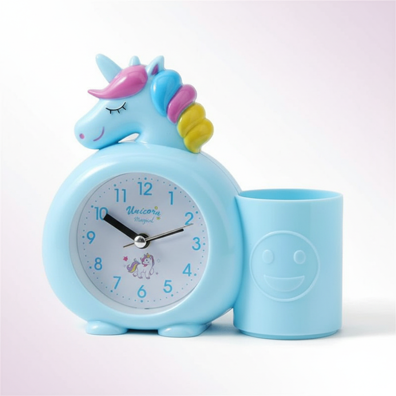 blue unicorn alarm clock - white-bg