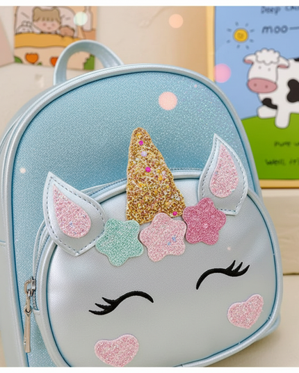 blue unicorn backpack - detail