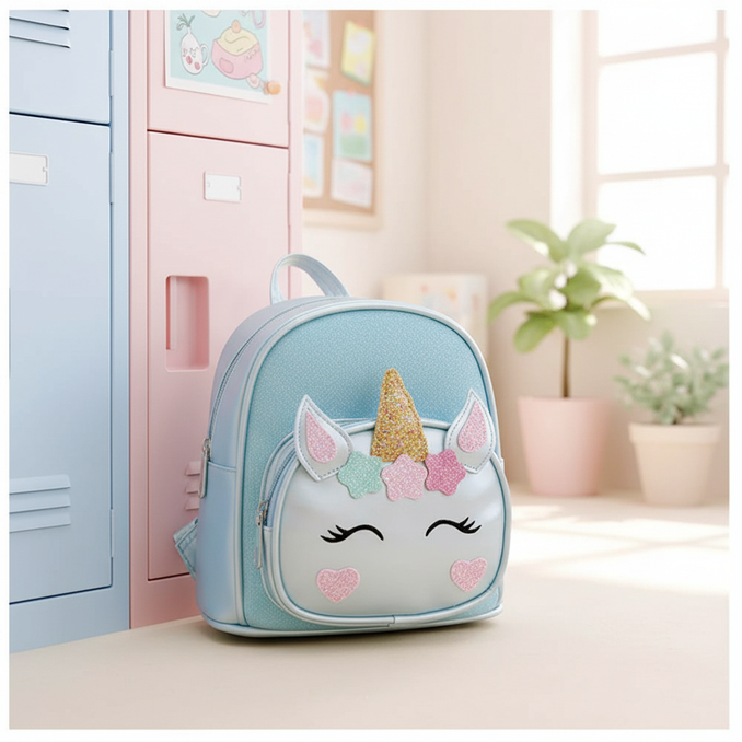 blue unicorn backpack - lifestyle