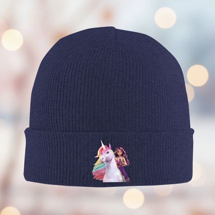 blue unicorn beanie - lifestyle