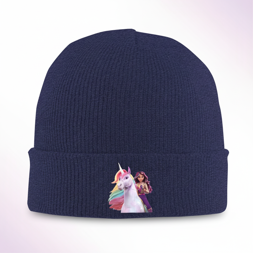 blue unicorn beanie - white-bg