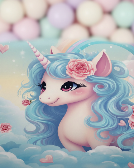 blue unicorn bedding - detail