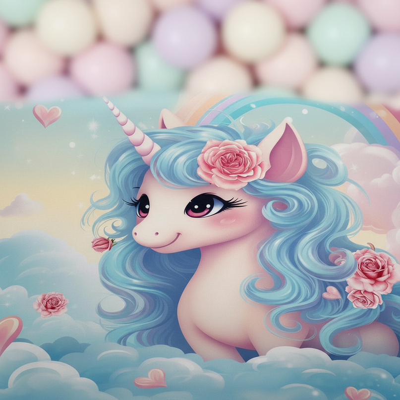 blue unicorn bedding - detail