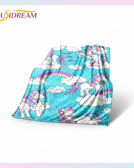 blue unicorn blanket - white-bg