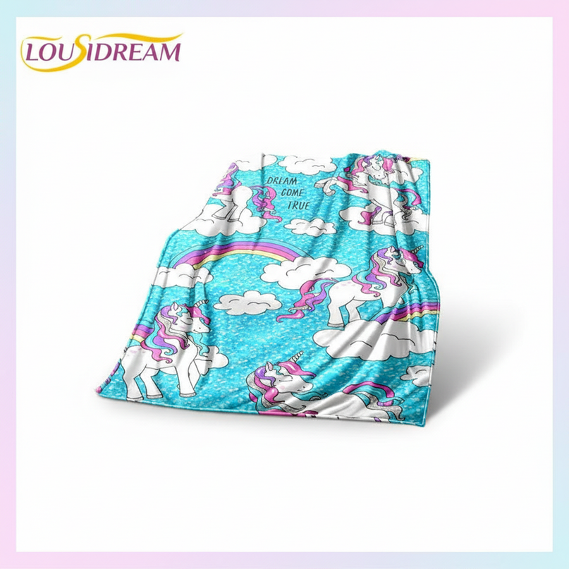 blue unicorn blanket - white-bg