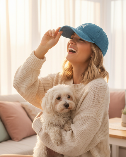 blue unicorn cap - in-use