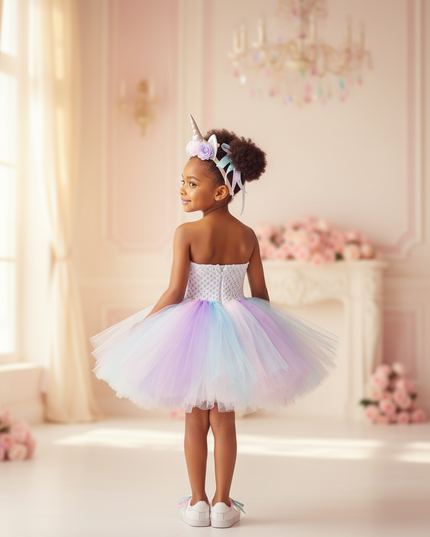blue unicorn crochet tutu dress - back