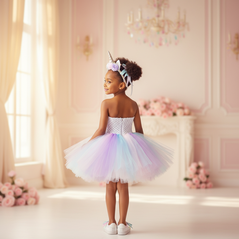 blue unicorn crochet tutu dress - back