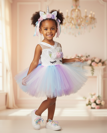 blue unicorn crochet tutu dress - front