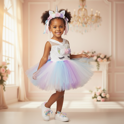 blue unicorn crochet tutu dress - front