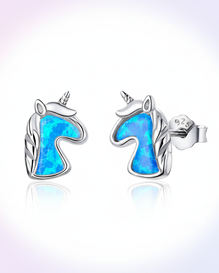 blue unicorn earrings - white-bg