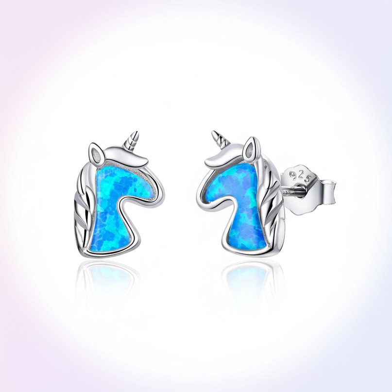 blue unicorn earrings - white-bg