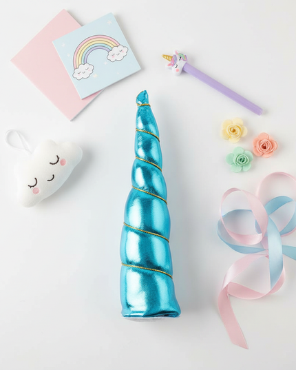 blue unicorn headband - flat-lay