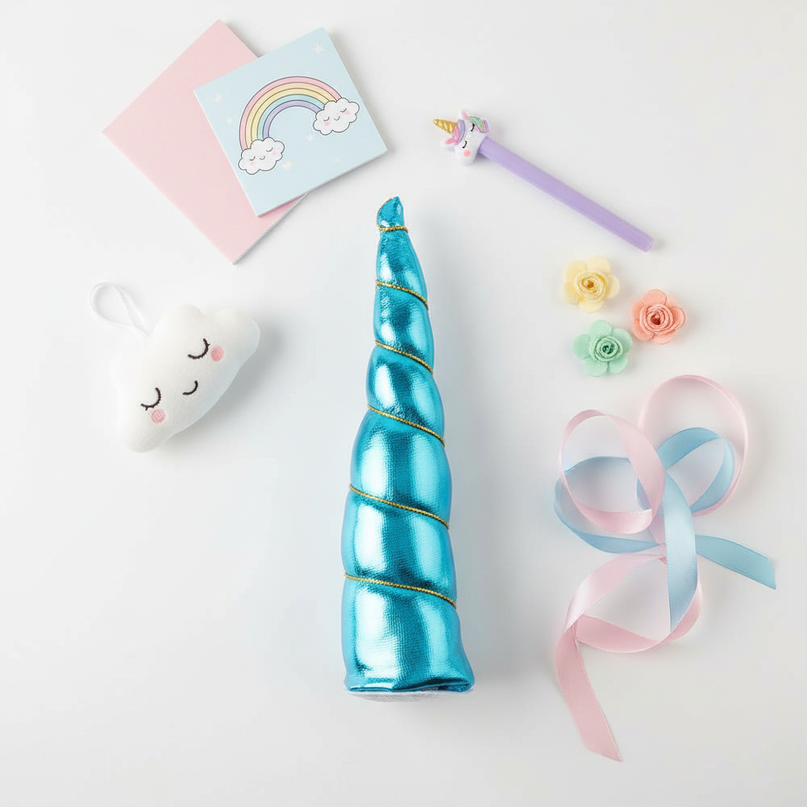blue unicorn headband - flat-lay