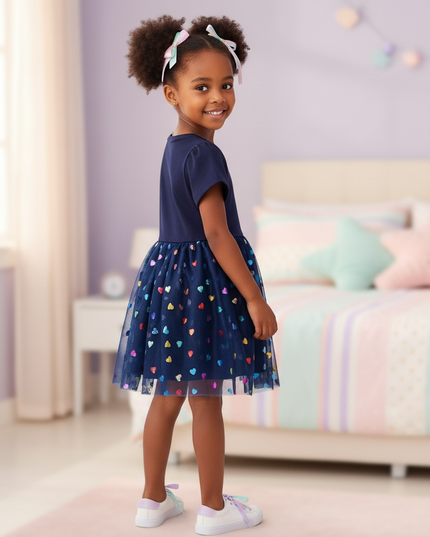 blue unicorn heart dress - back