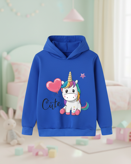 blue unicorn heart hoodie kids - lifestyle
