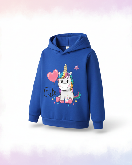 blue unicorn heart hoodie kids - white-bg
