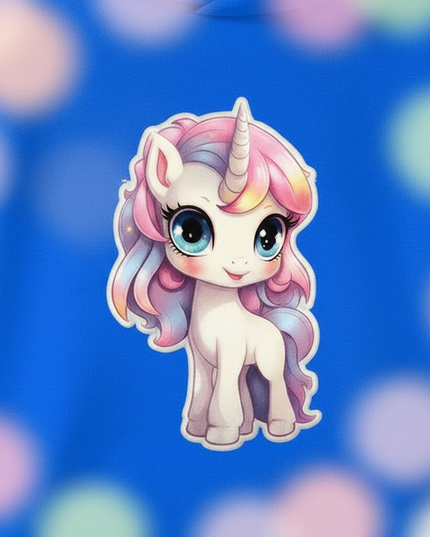 blue unicorn hoodie - detail