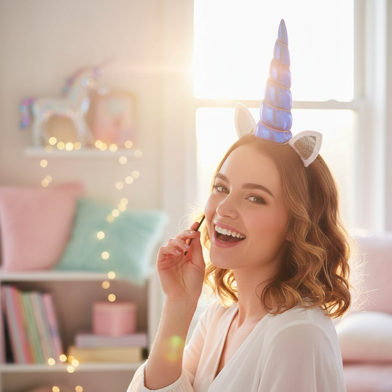 blue unicorn horn birthday - in-use