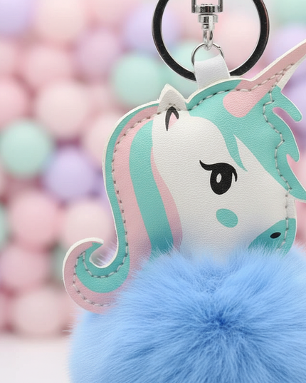 blue unicorn keychain - detail