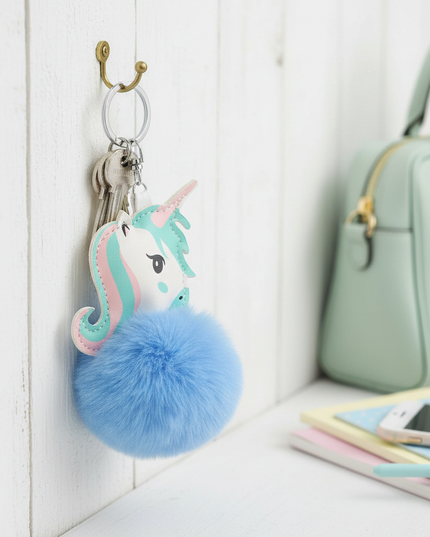 blue unicorn keychain - lifestyle
