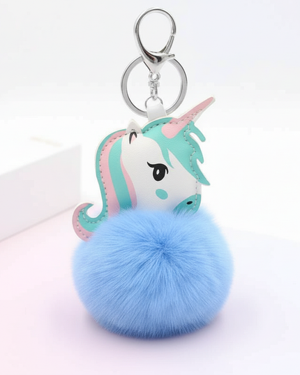 blue unicorn keychain - white-bg