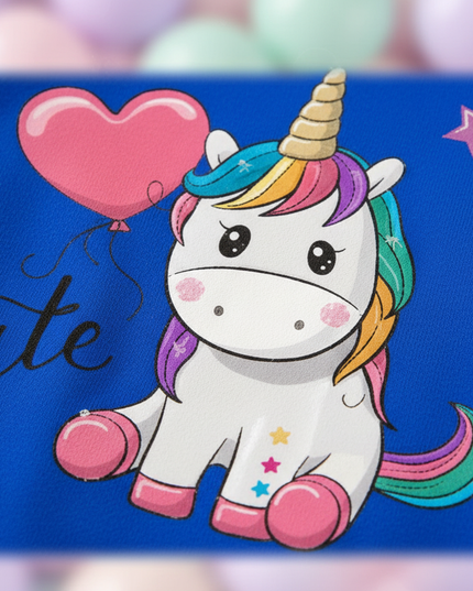 blue unicorn kids pullover hoodie - detail