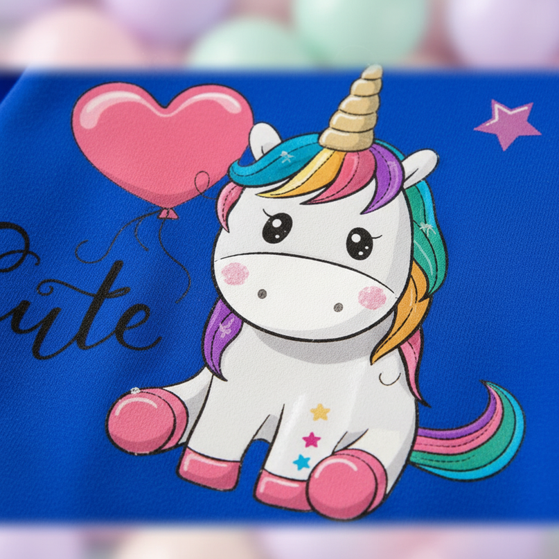 blue unicorn kids pullover hoodie - detail