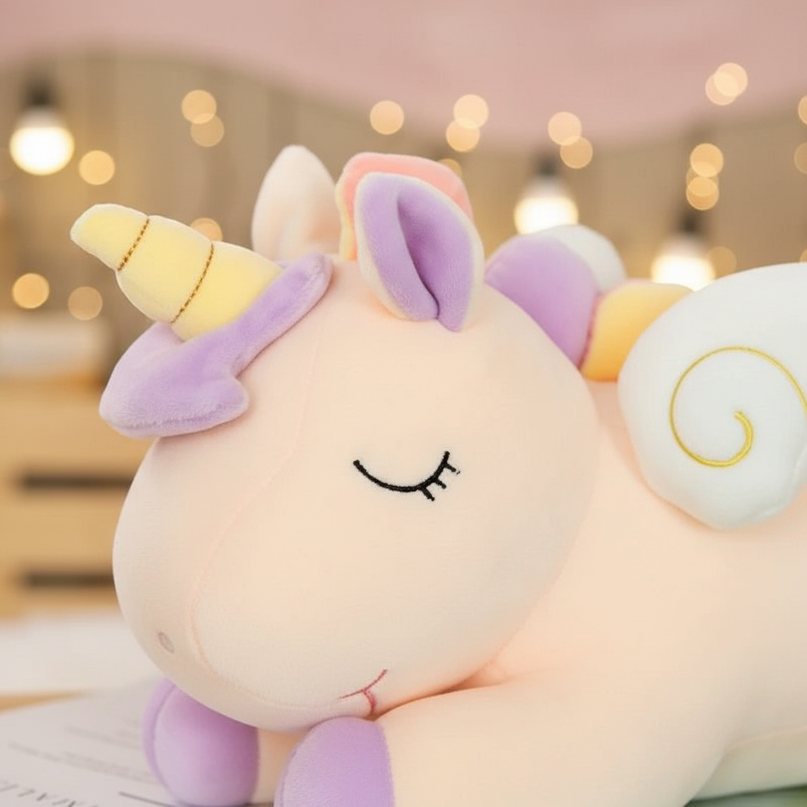 blue unicorn lying plush - detail