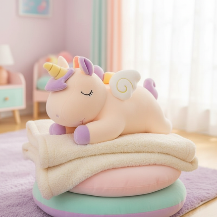 blue unicorn lying plush - lifestyle