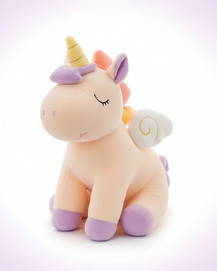 blue unicorn lying plush - white-bg