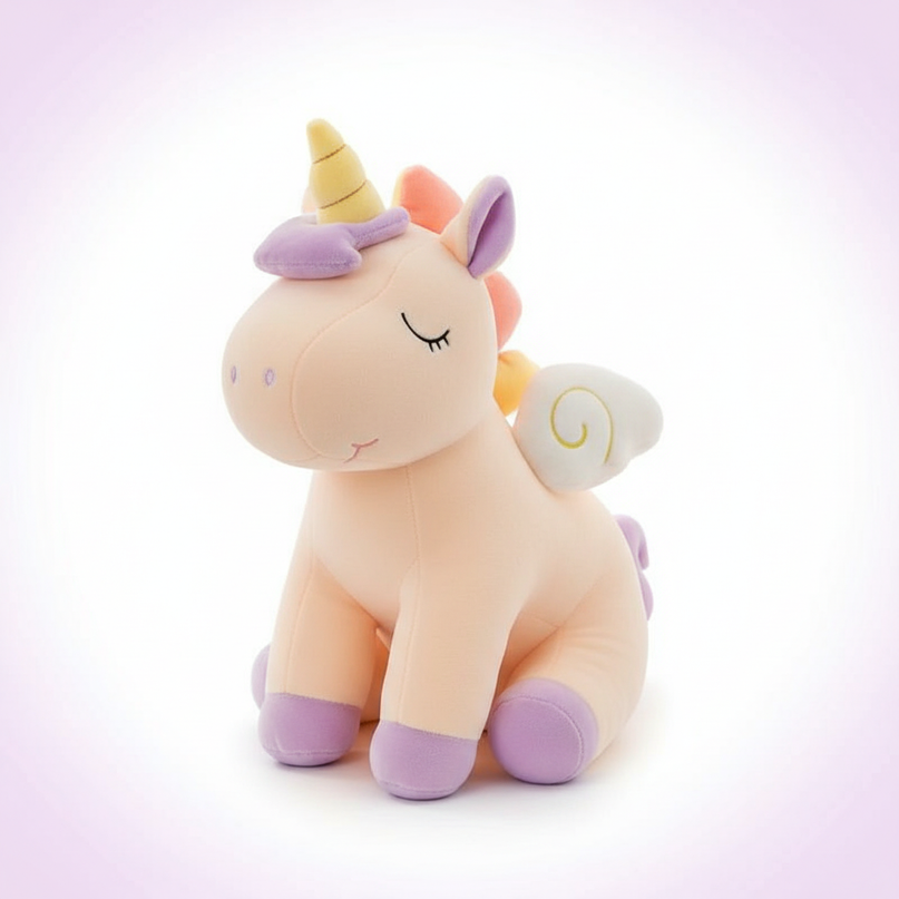 blue unicorn lying plush - white-bg