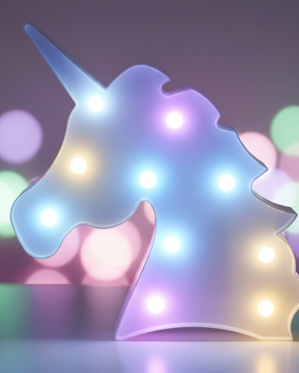 blue unicorn night light - detail