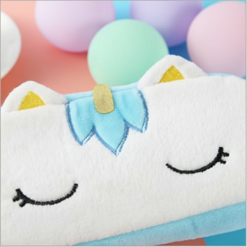 blue unicorn pencil case - detail