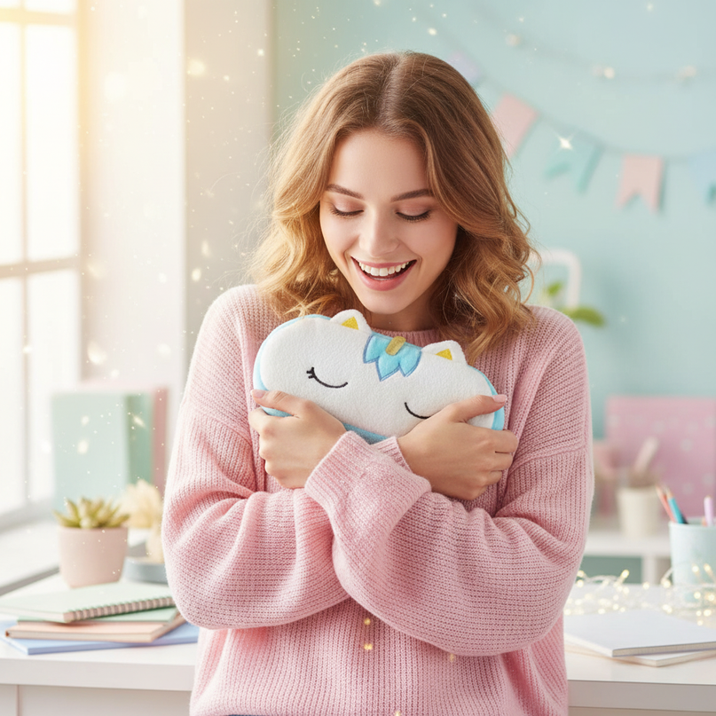 blue unicorn pencil case - in-use