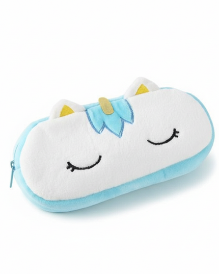 blue unicorn pencil case - white-bg