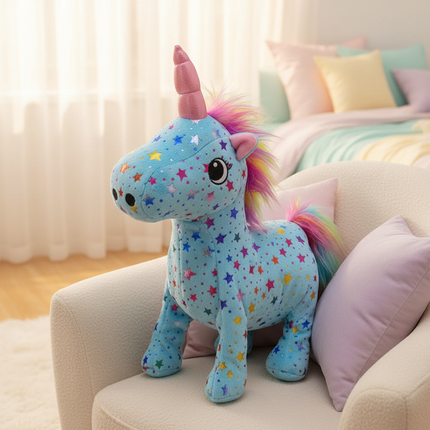 blue unicorn plush toy - lifestyle