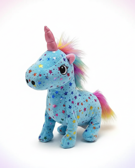 blue unicorn plush toy - white-bg