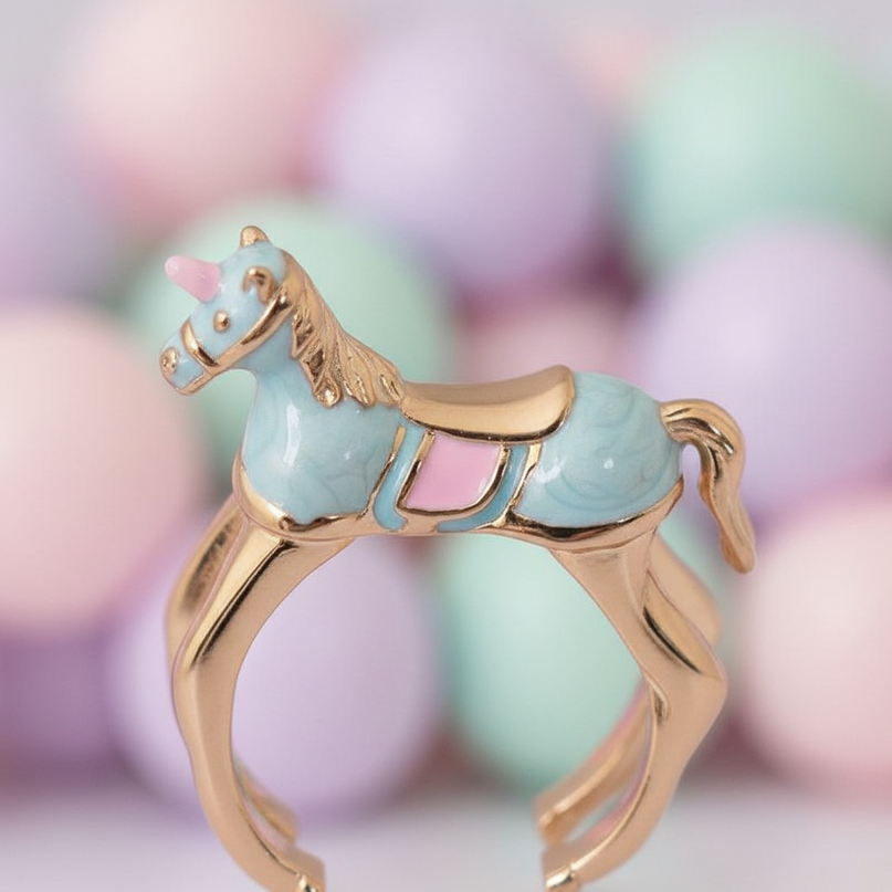 blue unicorn ring - detail