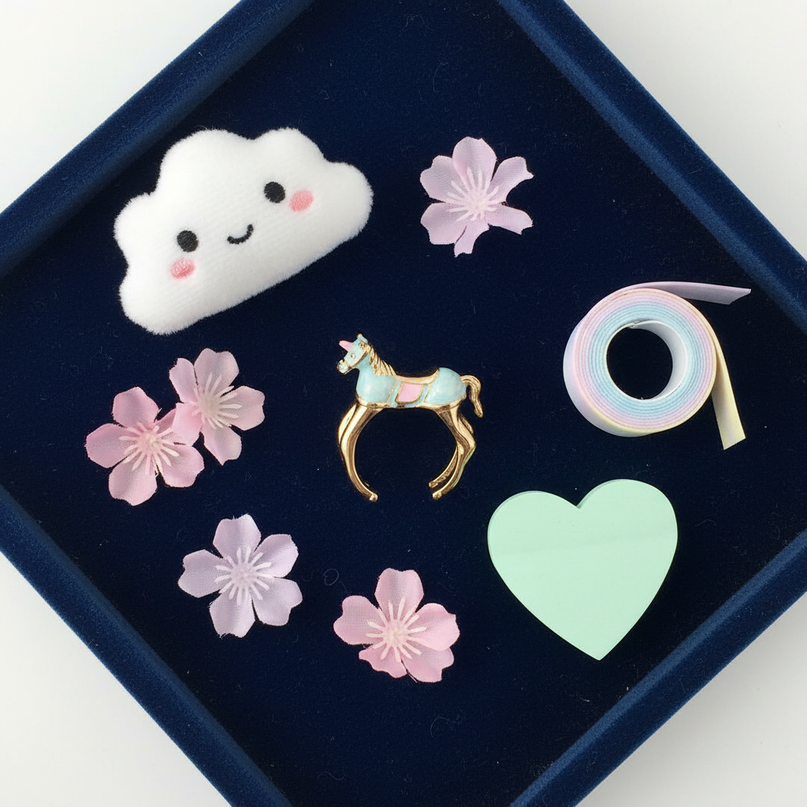 blue unicorn ring - flat-lay